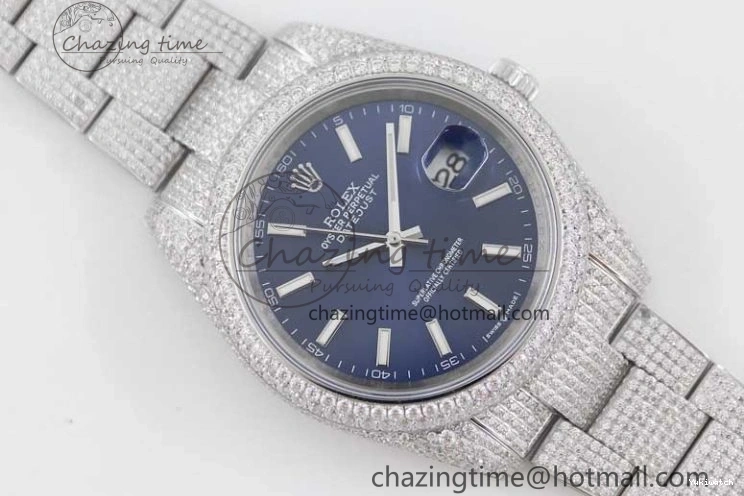 TWF Dial Edition Full Markers SS 1:1 Blue on Best A2824 Bracelet Stick Datejust Diamonds 41 0210